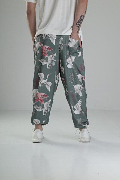 COCOPELLI Chinese Bird Patterned Pleated Half Baggy