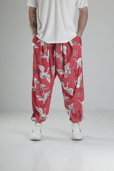 COCOPELLI Chinese Bird Patterned Pleated Half Baggy