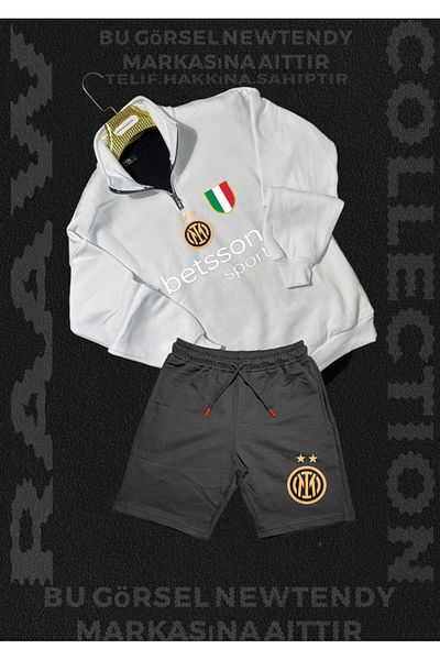 Minikelya Stand-Up Collar Zipper Sweatshirt and Summer Shorts Fan Combination Set of 2