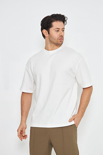 ZİNOX Ανδρικό μπλουζάκι με λαιμόκοψη oversized 2 κλωστών