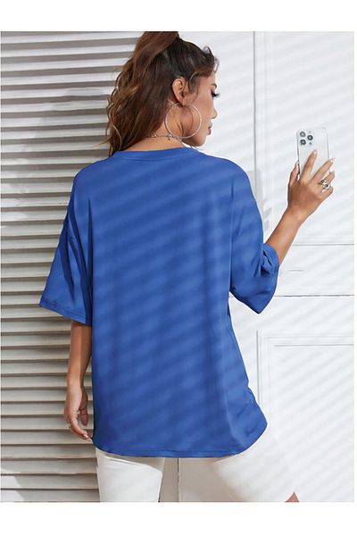 yueswear Μπλουζάκι Unisex Awe Some Printed Relaxed Cut Sax-Blue T-shirt