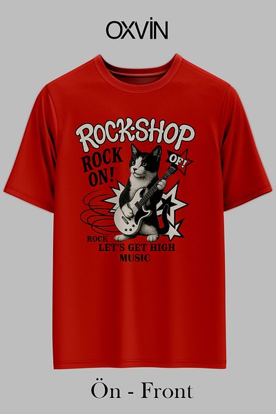 OXVİN Rock-Shop Rock on Printed Oversize Unisex T-Shirt (Loose Fit)