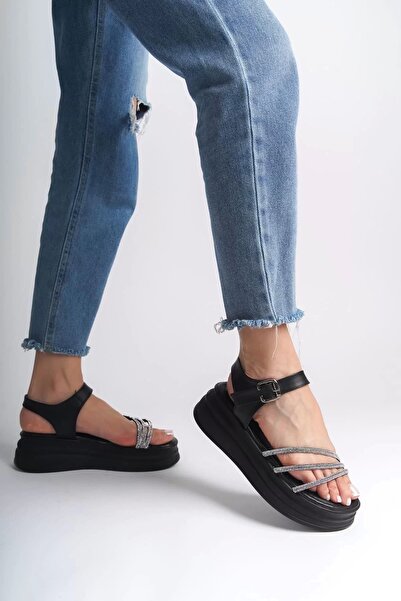 ELNOYA Eva Thick Buckle Stoned Striped Orthopedic Sole Women's Sandals Cst - ...