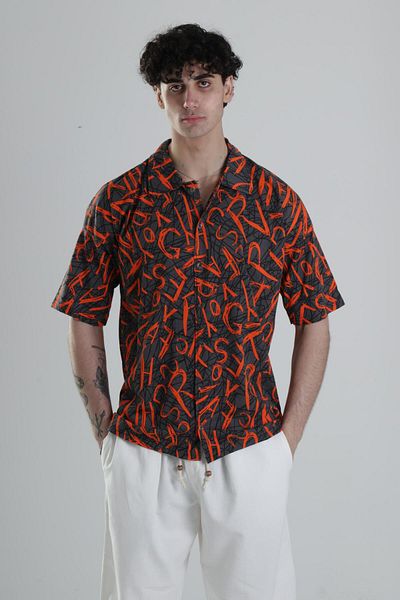 COCOPELLI Orange Graffiti Patterned Shirt