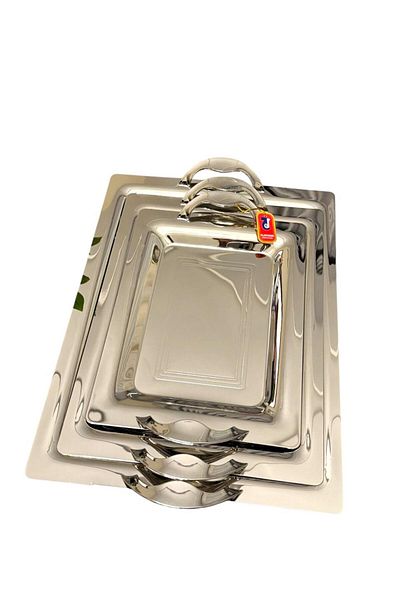 aljahwari 3piece silver serving tray set