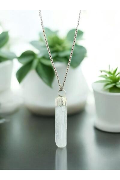 The Magıc of Healıng Ham Selenit Taşı Kolye (çelik zincirli)