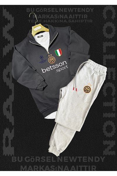 Minikelya Stand-Up Collar Zipper Sweatshirt and Winter Sweatpants Set Fan Combination Set of 2