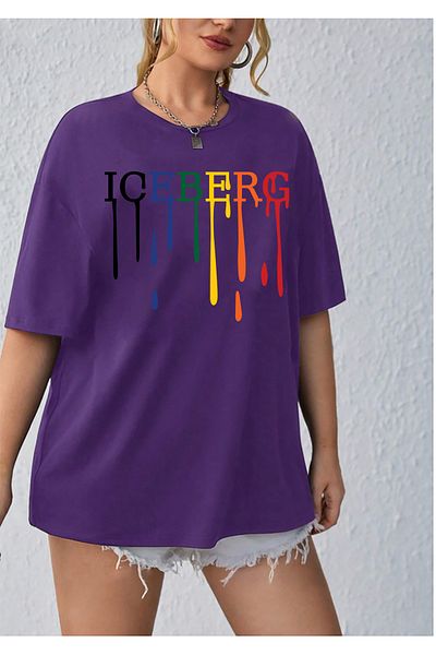 memowear Μωβ μπλουζάκι Unisex Iceberg με χαλαρή εφαρμογή