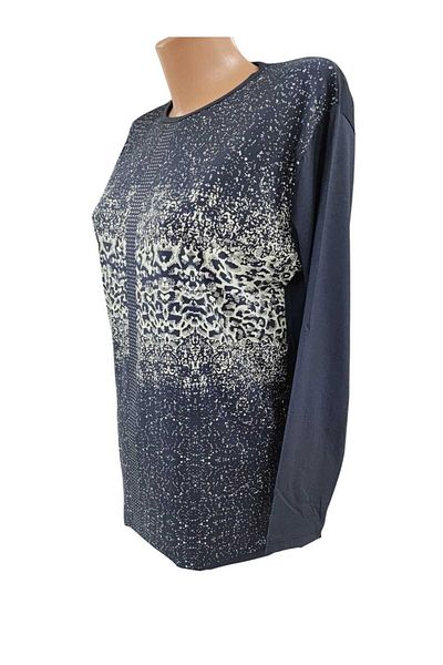 Sel Tekstil New Season Women's Large Size Crew Neck Printed Mother Combed Cotton