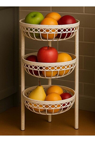 ALMUFARREJ Round Vegetable Basket 3 Layers White