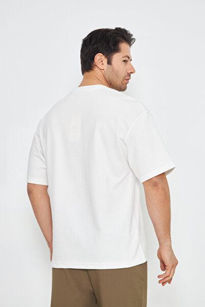 ZİNOX Ανδρικό μπλουζάκι με λαιμόκοψη oversized 2 κλωστών