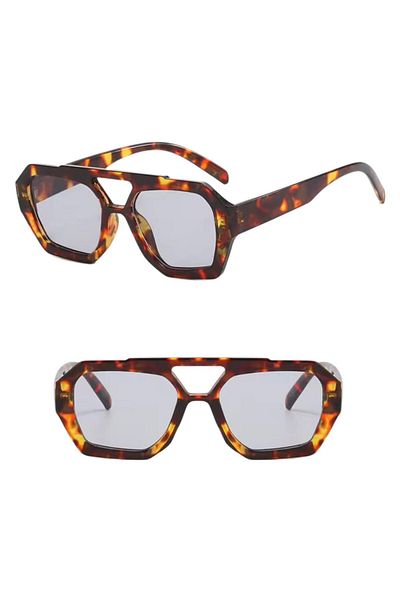 funeyes Vehla Leopard Pattern Blue Color Trend Glasses Sunglasses Colored Glass New Season