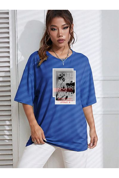 yueswear Μπλουζάκι Unisex Dote Nosd Supri Walp με εμπριμέ χαλαρή εφαρμογή Sax-Blue