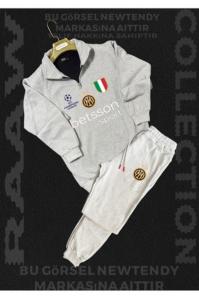 Minikelya Stand-Up Collar Zipper Sweatshirt and Winter Sweatpants Set Fan Combination Set of 2