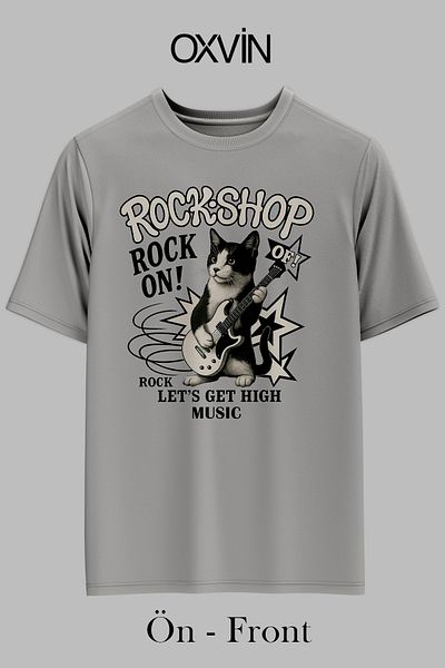 OXVİN ROCK-SHOP ROCK ON εμπριμέ OVERSIZED Unisex T-shirt (ΧΑΛΑΡΗ ΕΦΑΡΜΟΓΗ)