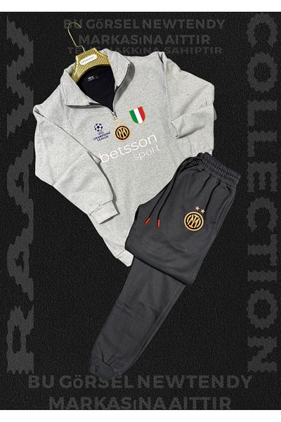 Minikelya Stand-Up Collar Zipper Sweatshirt and Winter Sweatpants Set Fan Combination Set of 2