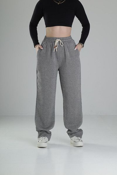 COCOPELLI Loose Fit Gray Linen Trousers