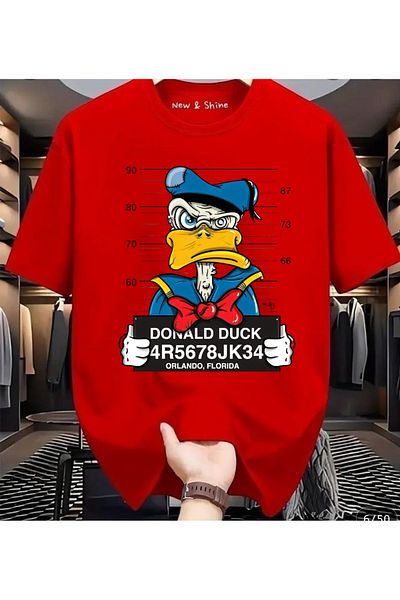 New Shine Donald Duck Printed Large Size Oversize T-Shirt