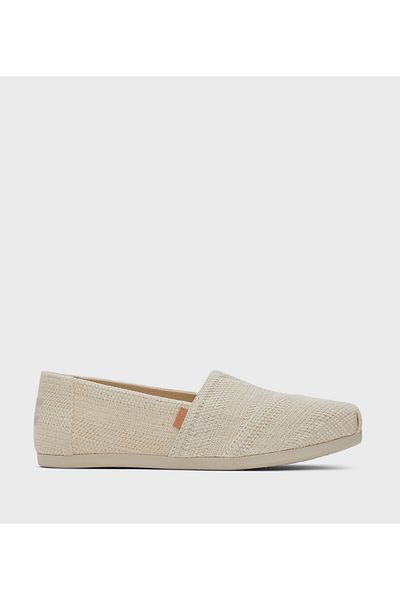 Toms Womens Toms Alpargata Undyed Metallic Linen Slip-On Shoes Beige 9