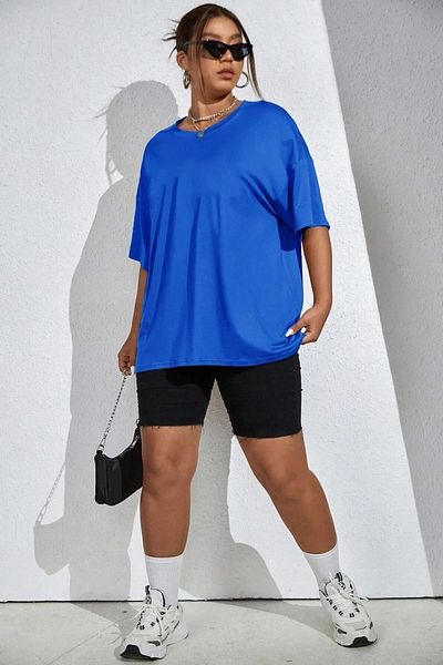 halowear Λεπτομέρεια Unisex Compass Μπλουζάκι με στάμπα με χαλαρή εφαρμογή Sax-Blue