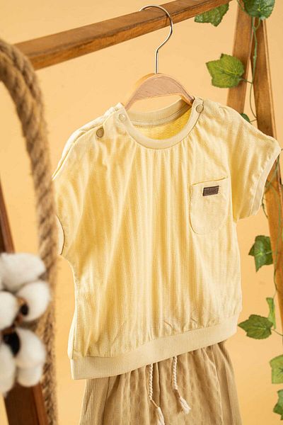 bombe Baby Kids Cotton Short Sleeve Shorts 2-Piece Set Trend Fashion Bottom Top Set