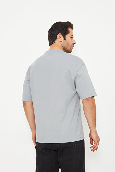 ZİNOX Ανδρικό μπλουζάκι με λαιμόκοψη oversized 2 κλωστών