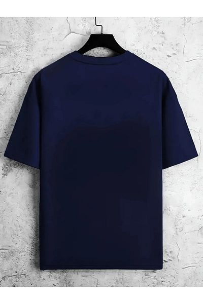 qavnas Μπλουζάκι Unisex Bunny με χαλαρή εφαρμογή Navy Blue