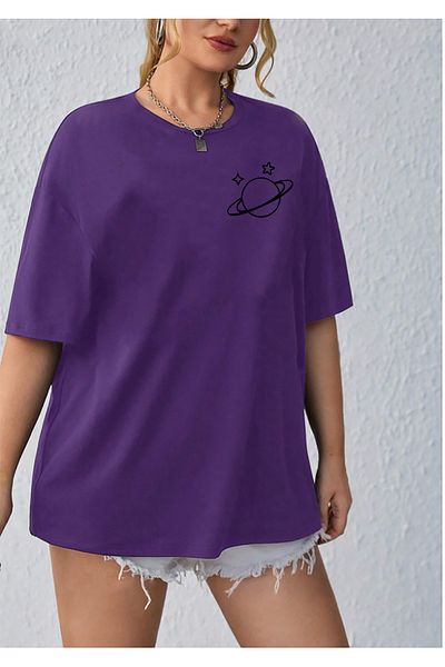 ciwi&life Μωβ μπλουζάκι Unisex Saturn με χαλαρή εφαρμογή