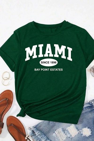 memowear Unisex Miami printed Relaxed Cut Πράσινο T-Shirt
