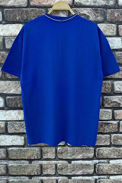 yueswear Μπλουζάκι Unisex The Mountain με χαλαρή εφαρμογή Sax-Blue
