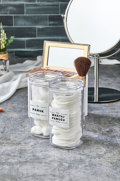 Carat Home Pachet de 2 vase de machiaj din bumbac acrilic Bumbac și bumbac 250 ml