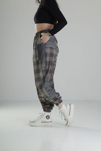 COCOPELLI Green Plaid Jogger Pants