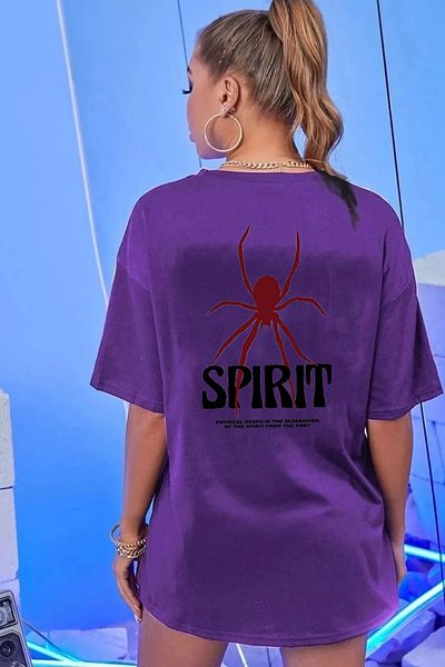 memowear Μωβ μπλουζάκι Unisex Spirit με χαλαρή εφαρμογή