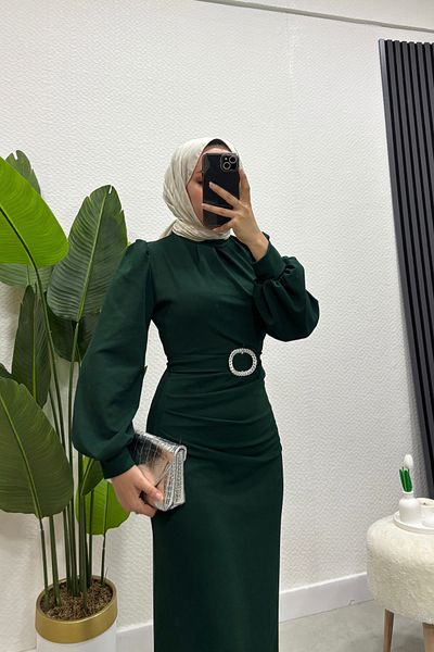Tarzım Tuba Scuba Selçil Detailed Hijab Dress
