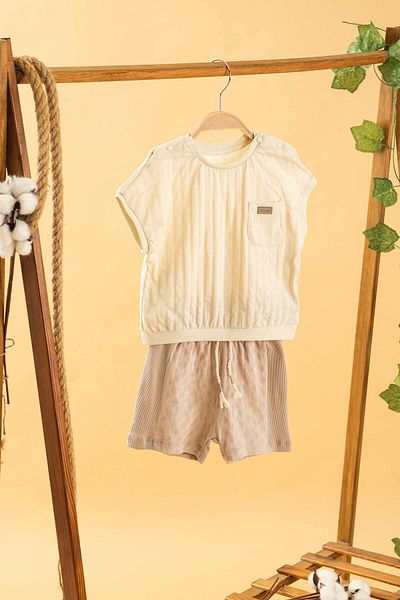 bombe Baby Kids Cotton Short Sleeve Shorts 2-Piece Set Trend Fashion Bottom Top Set