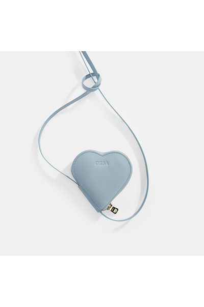 Desa Mini Strap Leather Wallet with Blue Heart Figure