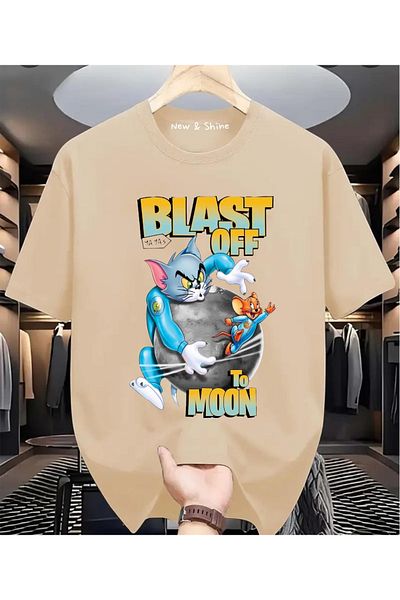 New Shine Μπλουζάκι με στάμπα με στάμπα Blast Off To Moon Tom and Jerry