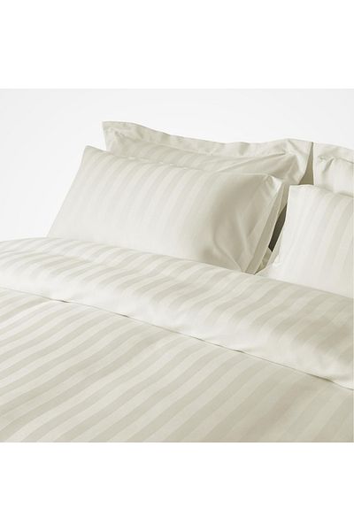 smart home 100% cotton double hotel bed sheet, 7 pieces, with removable filling, hotel stripes design - 240 x 260 cm