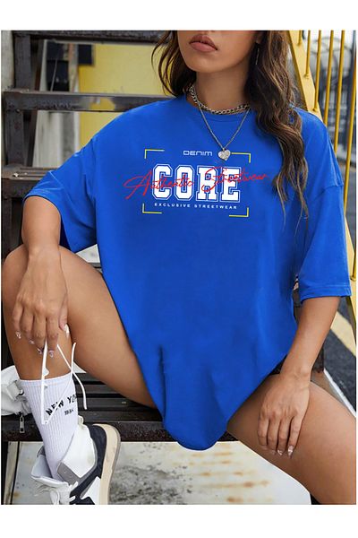 yueswear Μπλουζάκι Unisex Core με χαλαρή εφαρμογή Sax-Blue