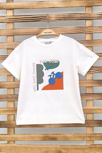 wakawakakidsstore Αγόρι μπλουζάκι με στάμπα μπροστά - εκρού