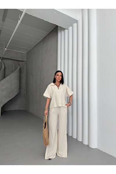 Whıte Aura V Neck Suit