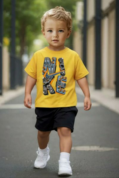 BEREKET BABY Boy's Summer Double Suit |   Short Sleeve T-Shirt & Shorts 6-24 Months