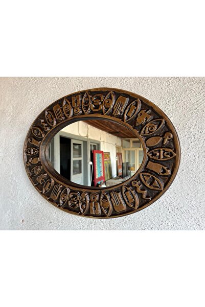 Home Göbeklitepe Etnik Kökenli Ahşap Oyma Elips Ayna