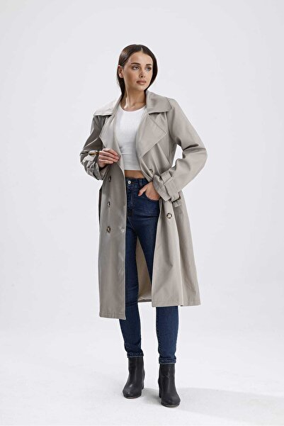 Parille Gri Astarlı Trençkot