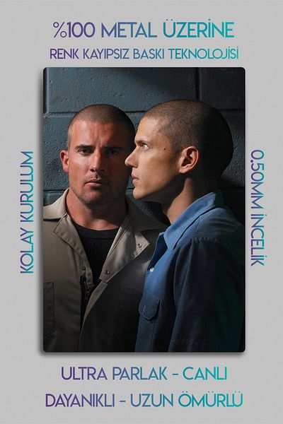 DekorHane Μεταλλικός πίνακας - Prison Break, PB, Michael Scofield, Πίνακας ταινίας αφίσας της τηλεοπτικής σειράς