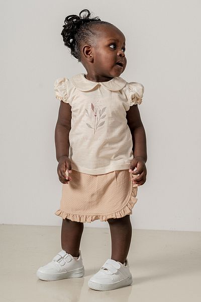 bombe Baby Kids Mink Baby Collar Cotton Shorts Set of 2 Trend Fashion Bottom Top Set