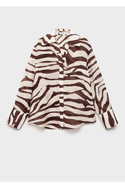 MANGO Woman Zebra desenli dökümlü gömlek
