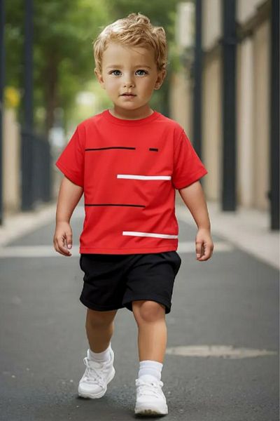 BEREKET BABY Boy's Summer Double Suit |   Short Sleeve T-Shirt & Shorts 6-24 Months