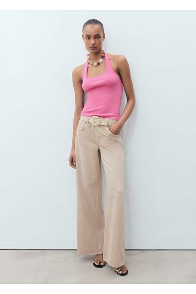 MANGO Woman Halter yakalı örgü bluz