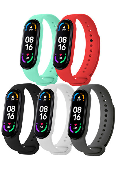 HOFFICE Xiaomi Mi Band 5/6 Uyumlu Yüksek Kalite Silikon Kordon Seti (sadece K...